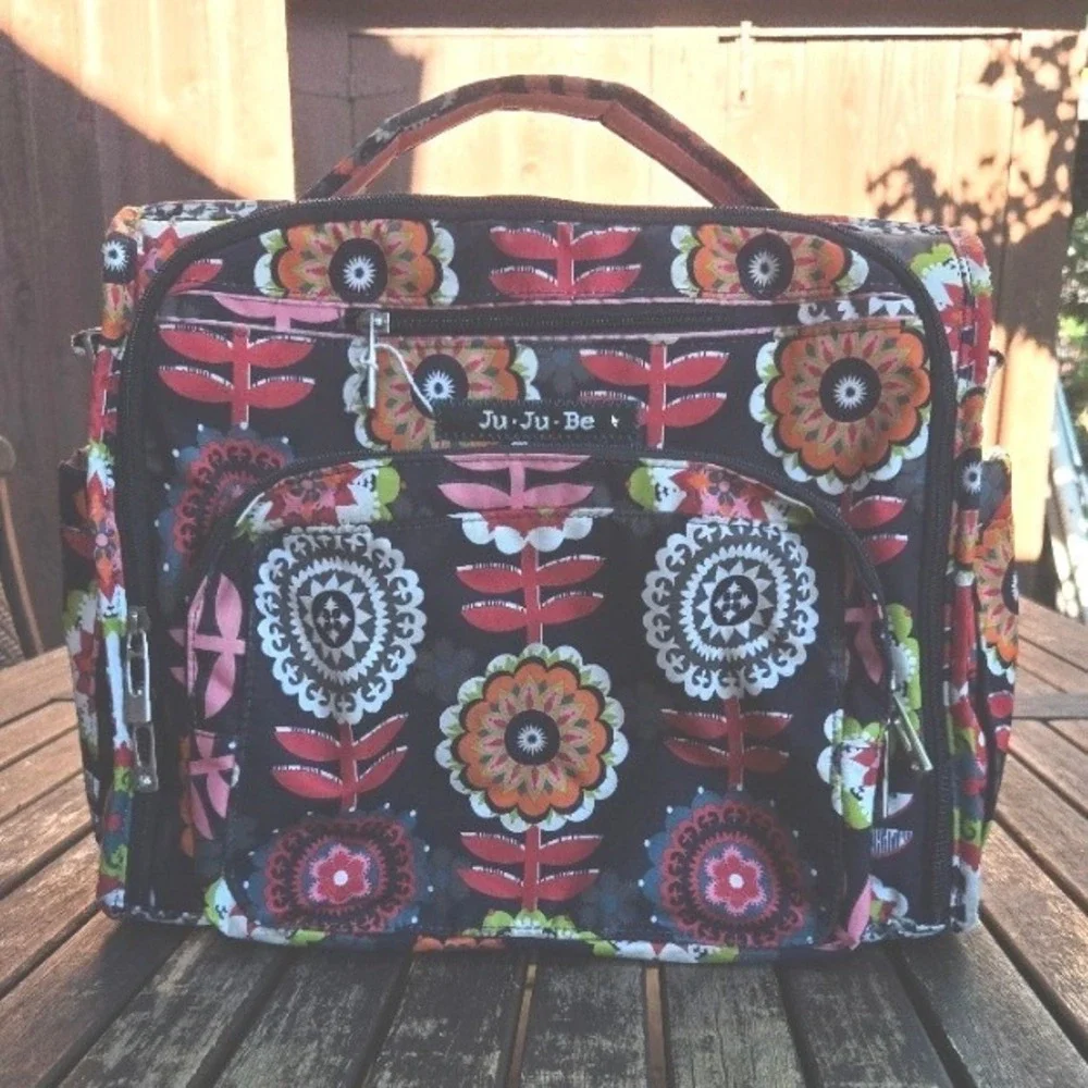 Ju-Ju-Be Be Classy Diaper Bag Satchel Tote Dancing Dahlias Floral